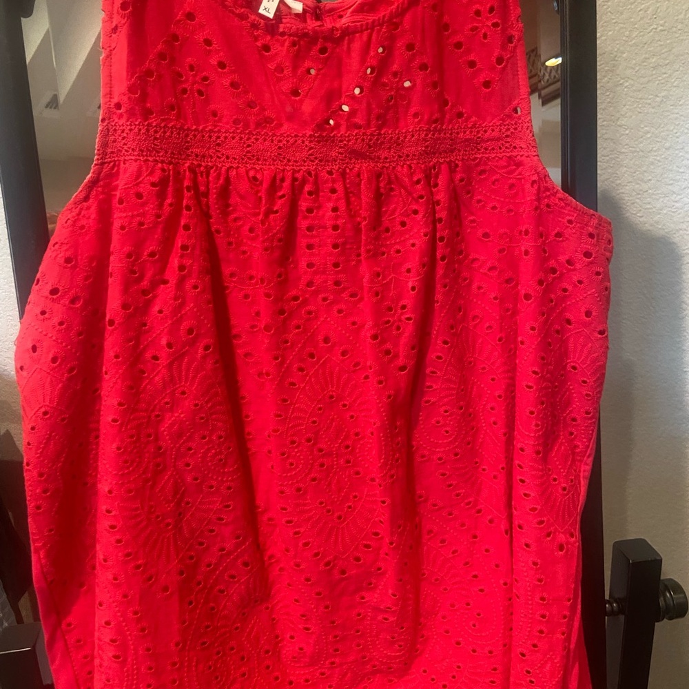 Maurices Red Eyelet Sleeveless Blouse